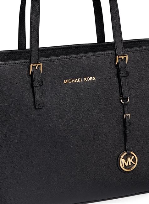 michael michael kors black jet set travel|michael kors saffiano bag.